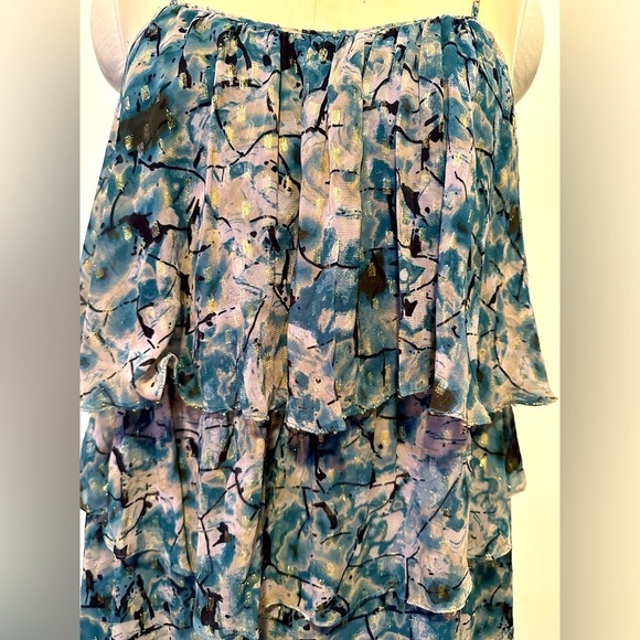 NEW ZARA ZW Collection Printed Metallic Boho Mini Dress M - Picture 11 of 15